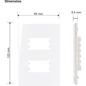 Placa Margirius Sleek 4X2 Branca (2Modulos Distanciados) Com Suporte 16024