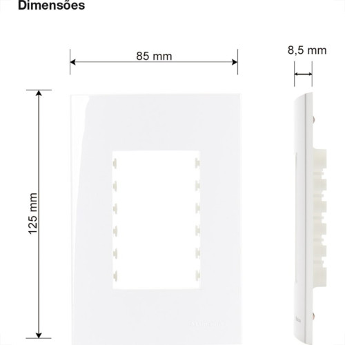 Placa Margirius Sleek 4X2 Branca (3Modulo Horizontal) Com Suporte 16023 Placa Margirius Sleek 4X2 Branca (3Modulo Horizontal) Com Suporte 16023