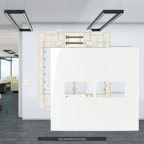 Placa Margirius Sleek 4X4 Branca (2Modulo Horizontal) Com Suporte 16021 Placa Margirius Sleek 4X4 Branca (2Modulo Horizontal) Com Suporte 16021