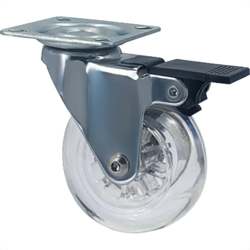 Rodizio Perkon Poliuretano Base Giratorio Transparente Com Trava 75Mm 1243 Rodizio Perkon Poliuretano Base Giratorio Transparente Com Trava 75Mm 1243
