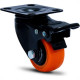 Rodizio Colson Polietileno Base Giratoria Laranja Com Trava 41Mm Rodizio Colson Polietileno Base Giratoria Laranja Com Trava 41Mm