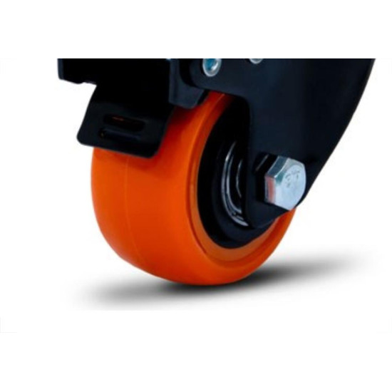 Rodizio Colson Polietileno Base Giratoria Laranja Com Trava 41Mm Rodizio Colson Polietileno Base Giratoria Laranja Com Trava 41Mm