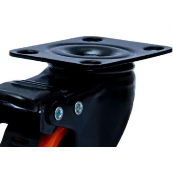 Rodizio Colson Polietileno Base Giratoria Laranja Com Trava 41Mm Rodizio Colson Polietileno Base Giratoria Laranja Com Trava 41Mm