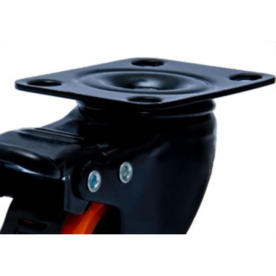 Rodizio Colson Polietileno Base Giratoria Laranja Com Trava 50Mm Rodizio Colson Polietileno Base Giratoria Laranja Com Trava 50Mm