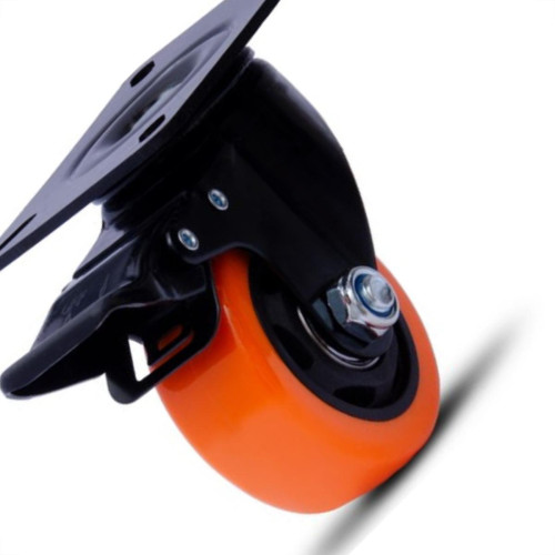 Rodizio Colson Polietileno Base Giratoria Laranja Com Trava 75Mm Rodizio Colson Polietileno Base Giratoria Laranja Com Trava 75Mm
