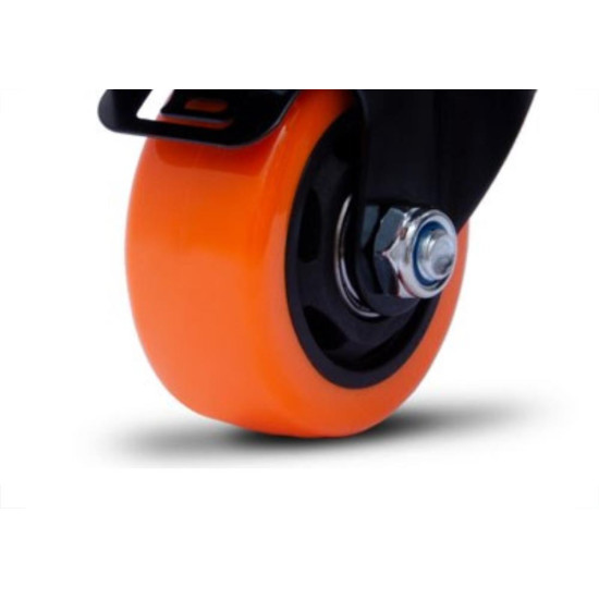 Rodizio Colson Polietileno Base Giratoria Laranja Com Trava 75Mm Rodizio Colson Polietileno Base Giratoria Laranja Com Trava 75Mm
