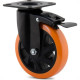 Rodizio Colson Polietileno Base Giratoria Laranja Com Trava 125Mm Rodizio Colson Polietileno Base Giratoria Laranja Com Trava 125Mm