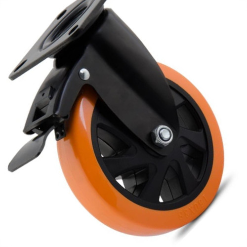 Rodizio Colson Polietileno Base Giratoria Laranja Com Trava 150Mm Rodizio Colson Polietileno Base Giratoria Laranja Com Trava 150Mm