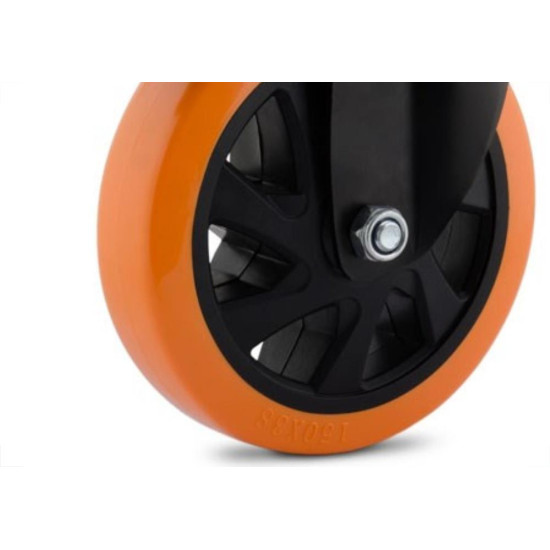 Rodizio Colson Polietileno Base Giratoria Laranja Com Trava 150Mm Rodizio Colson Polietileno Base Giratoria Laranja Com Trava 150Mm