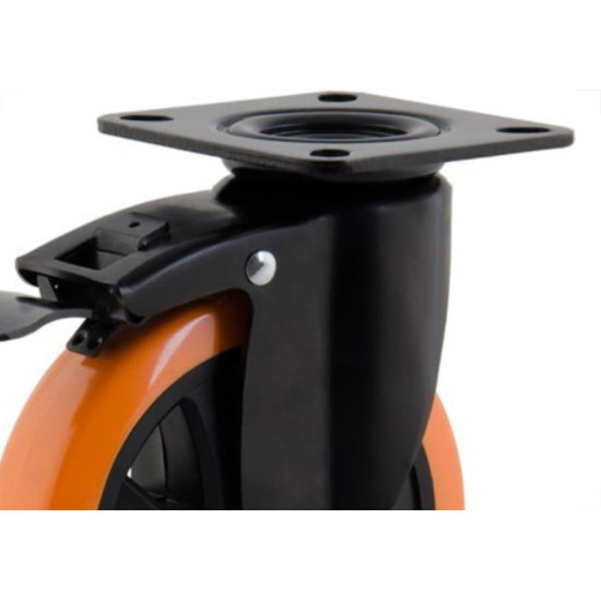 Rodizio Colson Polietileno Base Giratoria Laranja Com Trava 150Mm Rodizio Colson Polietileno Base Giratoria Laranja Com Trava 150Mm