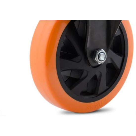 Rodizio Colson Polietileno Base Fixa Laranja Sem Trava 125Mm Rodizio Colson Polietileno Base Fixa Laranja Sem Trava 125Mm