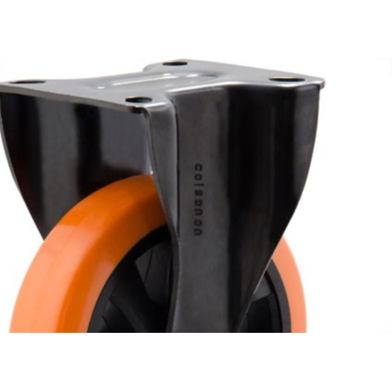 Rodizio Colson Polietileno Base Fixa Laranja Sem Trava 125Mm Rodizio Colson Polietileno Base Fixa Laranja Sem Trava 125Mm