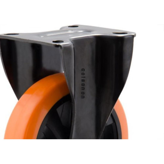 Rodizio Colson Polietileno Base Fixa Laranja Sem Trava 150Mm 