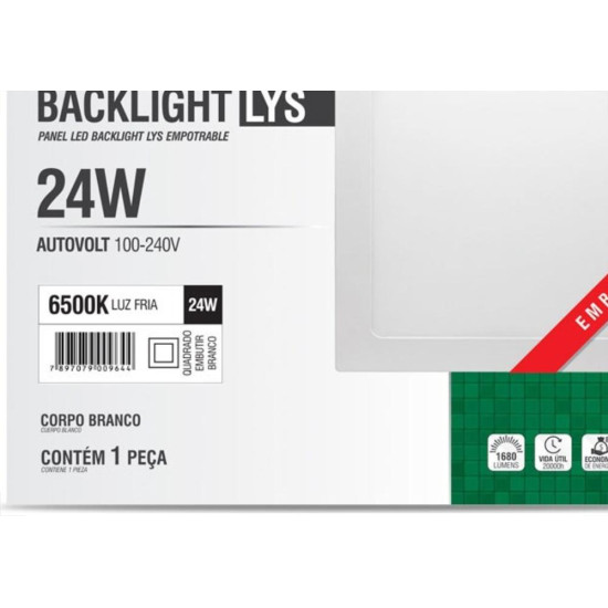 Plaf.Led Tasch.Lys Emb.Qd.24W 6500K 30Cm Plaf.Led Tasch.Lys Emb.Qd.24W 6500K 30Cm
