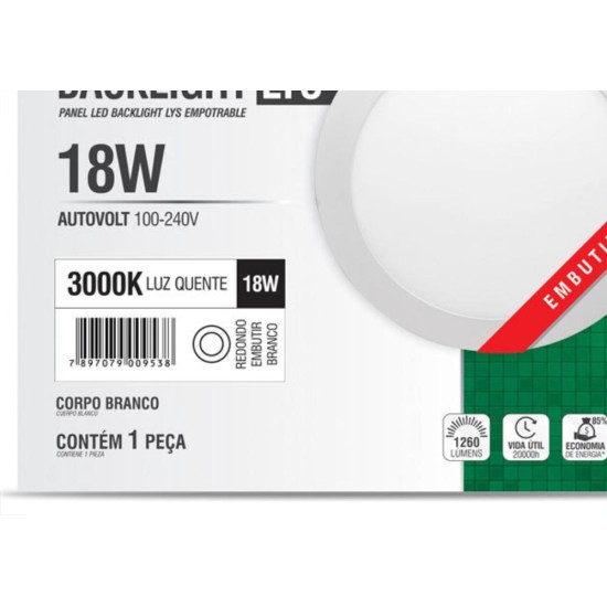 Plaf.Led Tasch.Lys Emb.Rd.18W 3000K 22Cm Plaf.Led Tasch.Lys Emb.Rd.18W 3000K 22Cm