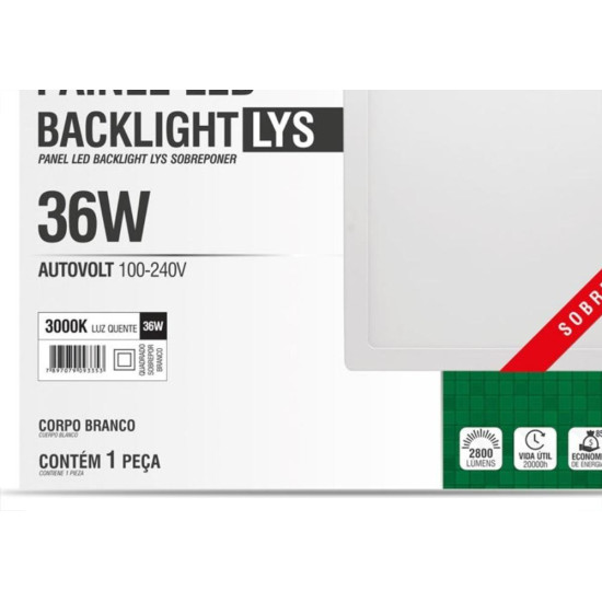 Luminaria Led Plafon Taschibra Lys Externo Quadrado 36W 3000K 40Cm Luminaria Led Plafon Taschibra Lys Externo Quadrado 36W 3000K 40Cm