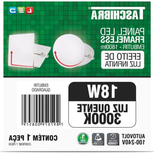 Luminaria Led Plafon Taschibra Frameless Borda Infinita Embutir Quadrado 18W 3000K 12Cm Luminaria Led Plafon Taschibra Frameless Borda Infinita Embutir Quadrado 18W 3000K 12Cm