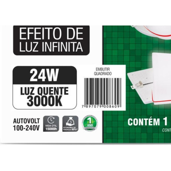 Luminaria Led Plafon Taschibra Frameless Borda Infinita Embutir Quadrado 24W 3000K 17Cm Luminaria Led Plafon Taschibra Frameless Borda Infinita Embutir Quadrado 24W 3000K 17Cm