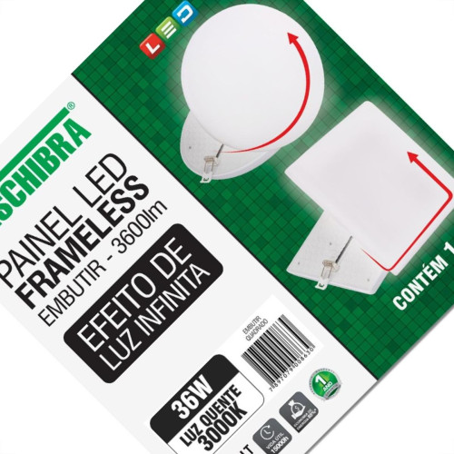 Luminaria Led Plafon Taschibra Frameless Borda Infinita Embutir Quadrado 36W 3000K 22Cm Luminaria Led Plafon Taschibra Frameless Borda Infinita Embutir Quadrado 36W 3000K 22Cm