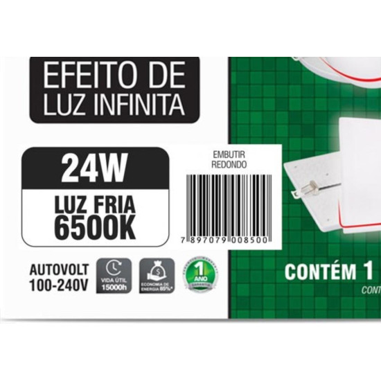 Luminaria Led Plafon Taschibra Frameless Borda Infinita Embutir Redondo 24W 6500K 16,5Cm Luminaria Led Plafon Taschibra Frameless Borda Infinita Embutir Redondo 24W 6500K 16,5Cm