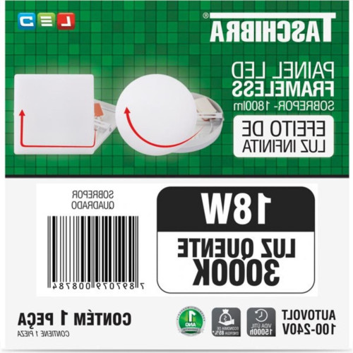 Luminaria Led Plafon Taschibra Frameless Borda Infinita Externo Quadrado 18W 3000K 12Cm Luminaria Led Plafon Taschibra Frameless Borda Infinita Externo Quadrado 18W 3000K 12Cm