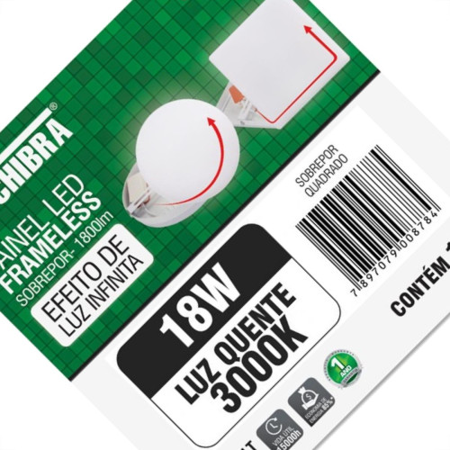 Luminaria Led Plafon Taschibra Frameless Borda Infinita Externo Quadrado 18W 3000K 12Cm Luminaria Led Plafon Taschibra Frameless Borda Infinita Externo Quadrado 18W 3000K 12Cm