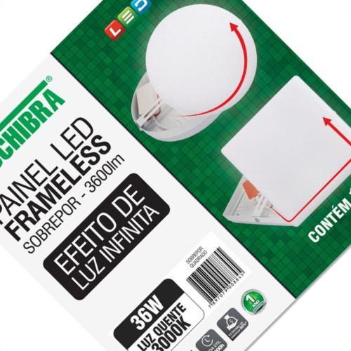 Luminaria Led Plafon Taschibra Frameless Borda Infinita Externo Quadrado 36W 3000K 22,2Cm Luminaria Led Plafon Taschibra Frameless Borda Infinita Externo Quadrado 36W 3000K 22,2Cm