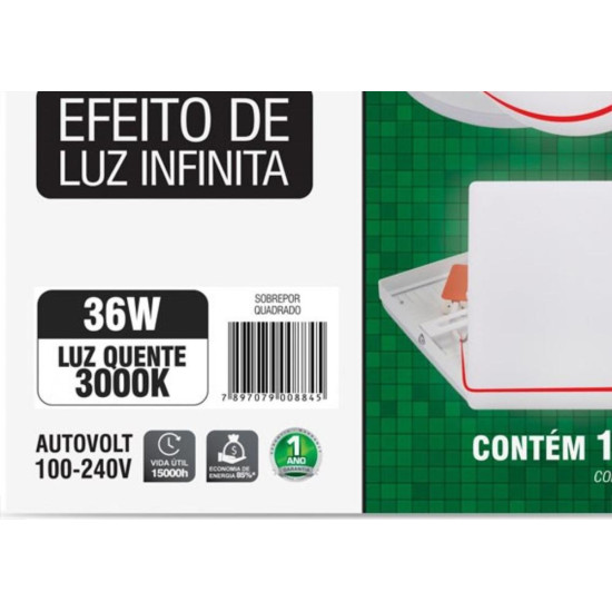 Luminaria Led Plafon Taschibra Frameless Borda Infinita Externo Quadrado 36W 3000K 22,2Cm Luminaria Led Plafon Taschibra Frameless Borda Infinita Externo Quadrado 36W 3000K 22,2Cm