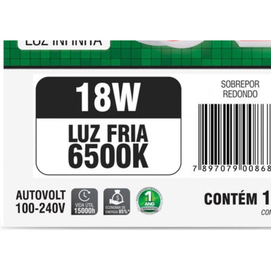 Luminaria Led Plafon Taschibra Frameless Borda Infinita Externo Redondo 18W 6500K 12Cm Luminaria Led Plafon Taschibra Frameless Borda Infinita Externo Redondo 18W 6500K 12Cm