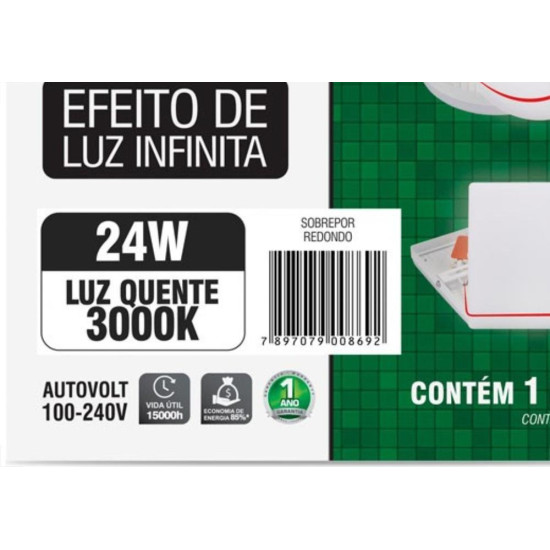 Luminaria Led Plafon Taschibra Frameless Borda Infinita Externo Redondo 24W 3000K 17Cm Luminaria Led Plafon Taschibra Frameless Borda Infinita Externo Redondo 24W 3000K 17Cm