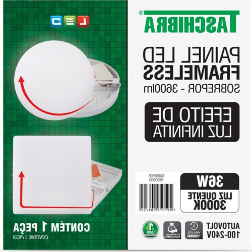 Luminaria Led Plafon Taschibra Frameless Borda Infinita Externo Redondo 36W 3000K 22,2Cm Luminaria Led Plafon Taschibra Frameless Borda Infinita Externo Redondo 36W 3000K 22,2Cm
