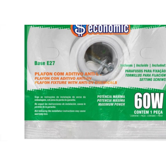 Plafonier Pvc Taschibra Branco Redondo Soquete Pvc E27 -01