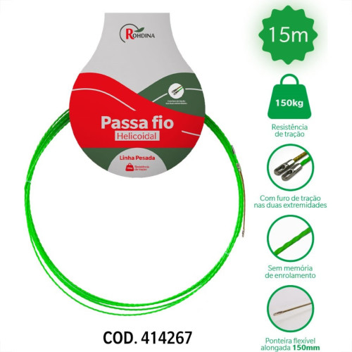 Passa Fio Helicoidal Rohdina 15M Pesada Passa Fio Helicoidal Rohdina 15M Pesada
