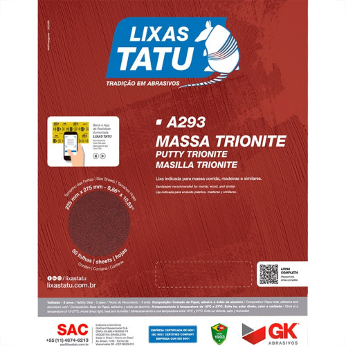 Lixa Massa Tatu 100 Trionite A29301000050 - Kit C/50 Lixa Massa Tatu 100 Trionite A29301000050 - Kit C/50