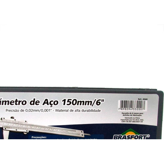 Paquimetro Brasfort Aco 150 X 0,02Mm 8069 Paquimetro Brasfort Aco 150 X 0,02Mm 8069