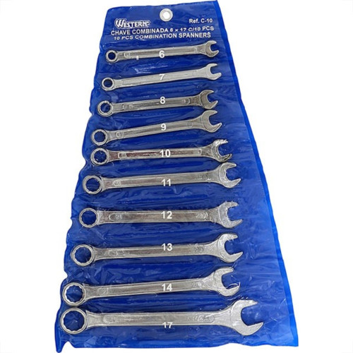 Chave Combinada Western 6A17Mm Kit Com 10 Pecas C-10 Chave Combinada Western 6A17Mm Kit Com 10 Pecas C-10