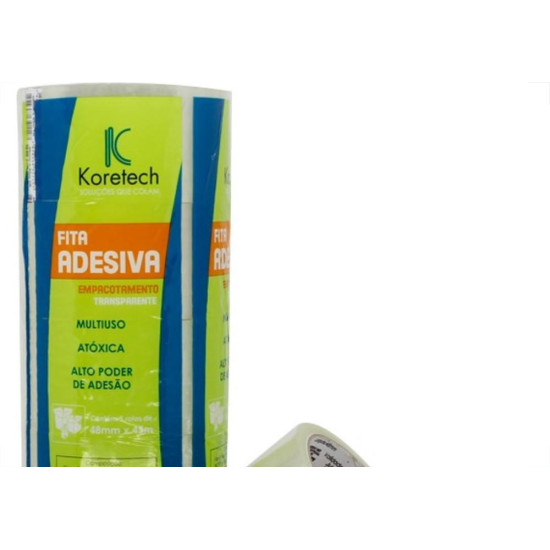 Fita Embalagem Koretech Transparente 48X 45 Pa..0009 - Kit C/5 Fita Embalagem Koretech Transparente 48X 45 Pa..0009 - Kit C/5