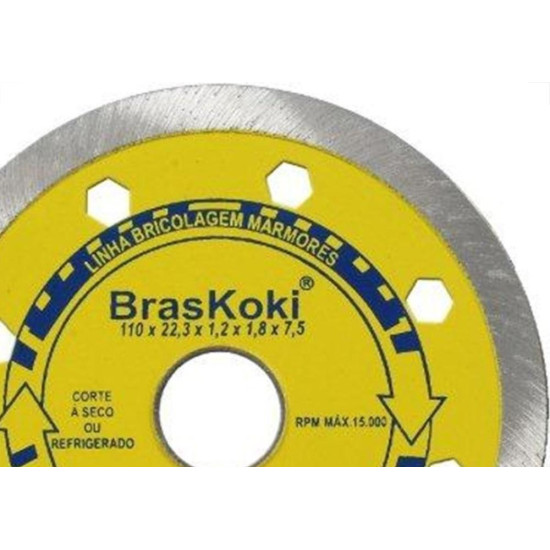 Disco Diamantado Braskoki 110Mm Marmores Seco Agua 