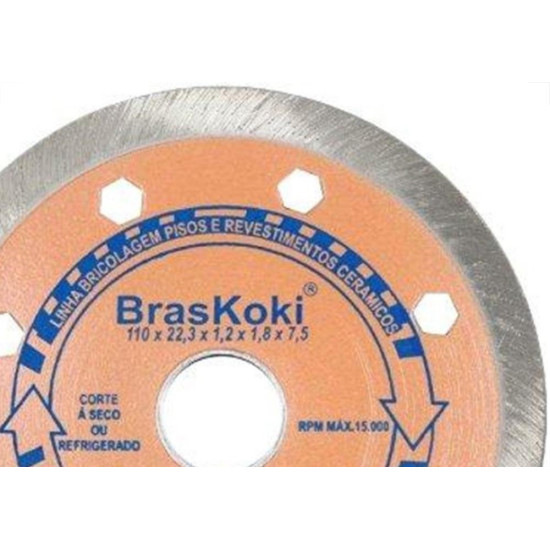 Disco Diamantado Braskoki 110Mm Ceramicas Seco Agua 
