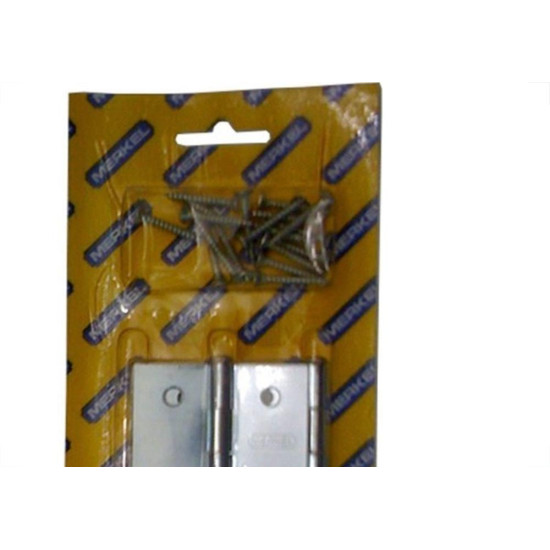 Dobradica Merkel 184 Ferro Zincado Latonado 3.1/2'' Blister Com 3 Pecas 