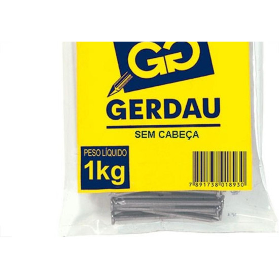 Prego Gerdau Sem Cabeca 08X08 (1,20X18mm) (1,20X18mm) 1Kg