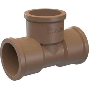 Tee Marrom Tigre Liso Liso Rosca Reducao 25Mmx1/2'' - Kit C/15