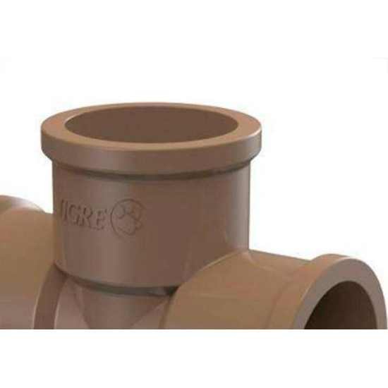 Tee Marrom Tigre Liso Liso Rosca Reducao 25Mmx1/2'' - Kit C/15