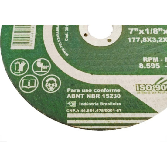 Disco De Corte Para Ferro Telstar 07 X 1/8 X 7/8 2 Telas 301210 - Kit C/10 