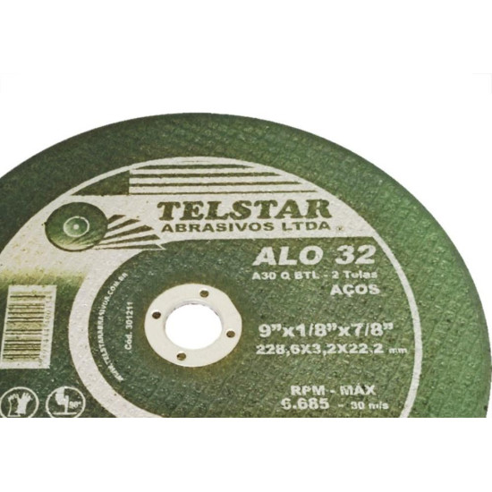 Disco De Corte Para Ferro Telstar 09 X 1/8 X 7/8 2 Telas 301211 - Kit C/5 Disco De Corte Para Ferro Telstar 09 X 1/8 X 7/8 2 Telas 301211 - Kit C/5