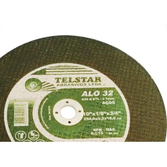 Disco De Corte Para Ferro Telstar 10 X 1/8 X 3/4 2 Telas 301213 - Kit C/5 