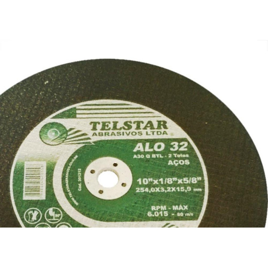 Disco De Corte Para Ferro Telstar 10 X 1/8 X 5/8 2 Telas 301212 - Kit C/5 