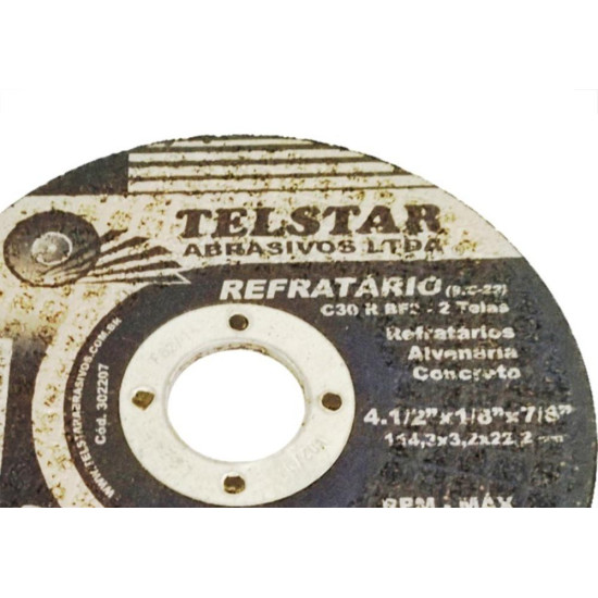 Disco De Corte Para Refratario Telstar 4.1/2 X 1/8 X 7/8 302207 - Kit C/10 