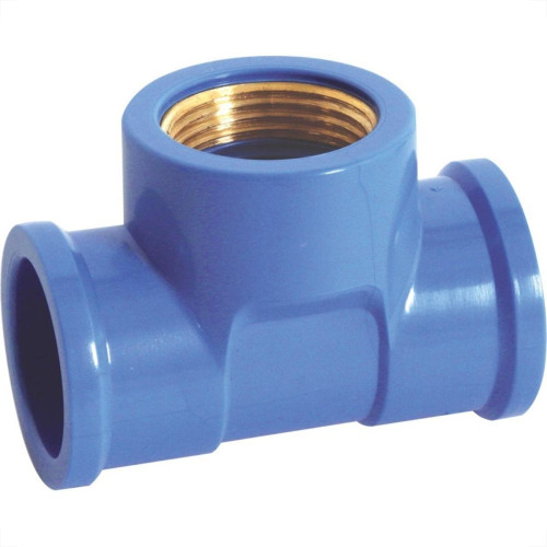 Tee Azul Krona Liso Rosca Reducao 25Mm X 1/2'' 506 - Kit C/20 Tee Azul Krona Liso Rosca Reducao 25Mm X 1/2'' 506 - Kit C/20