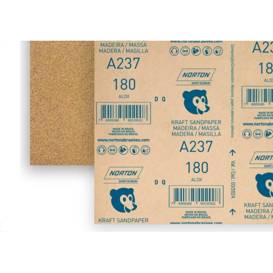 Lixa Madeira Norton 180 A237 - Kit C/50